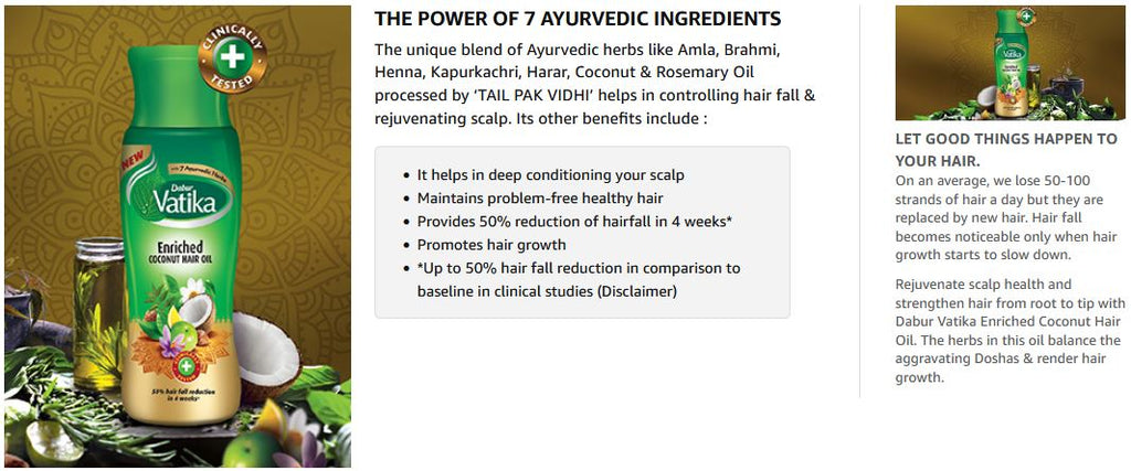 Dabur Vatika Enriched Coconut Hair Oil Oil Malabar 