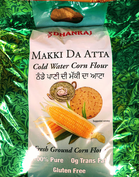 DHANRAJ MAKKI DA ATTA COLD WATER CORN FLOUR Flour Prayosha Spices 2 Lb 