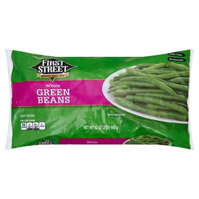 First Street, Whole Green Beans Frozen Vegetables Smart & Final 32 Oz 
