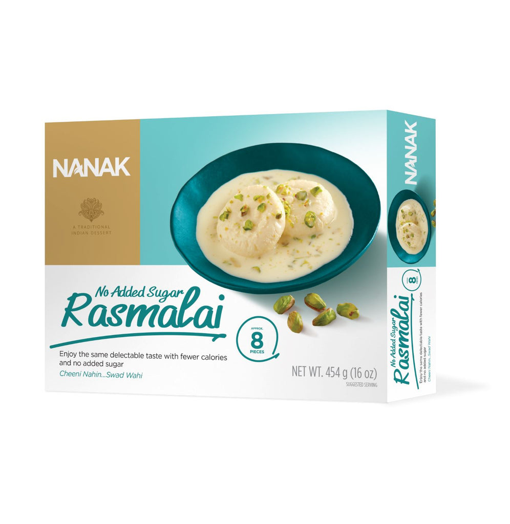 Nanak No Added Sugar Rasmalai Frozen Food Gourmet Wala 454g - 8 Pcs 
