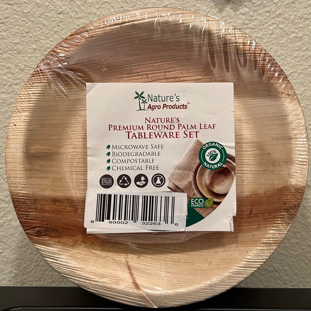 Round Plates (Areca Palm Leaf) Areca NaturesAgroProducts 8 Inches 25 Pack Eco Friendly Biodegradable