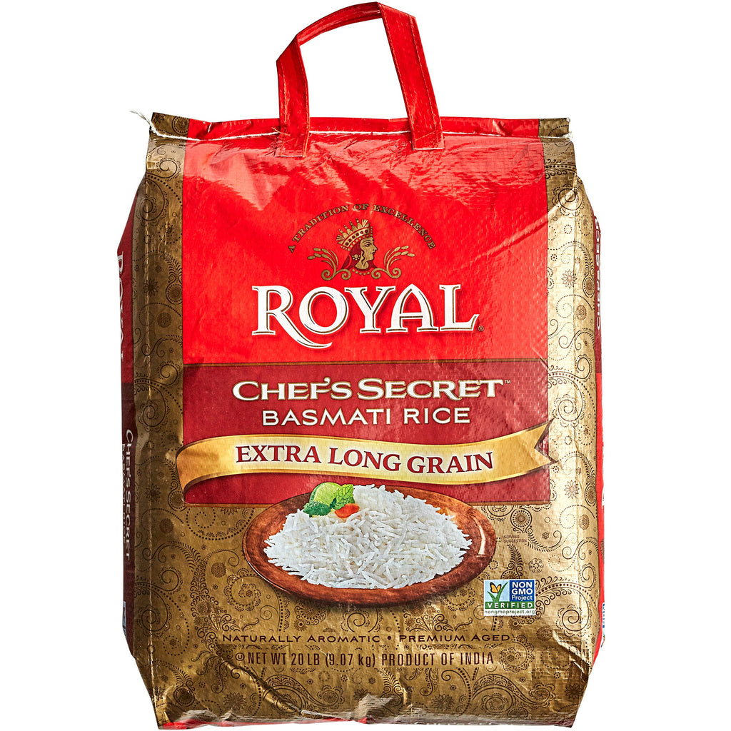 Royal Chef Secret Extra Long Grain Basmati Rice Rice Prayosha Spices 20 LB 