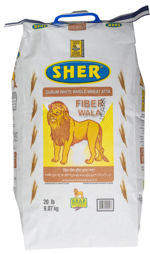 Sher Durum White Whole Wheat Atta Flour Prayosha Spices 20 LB 