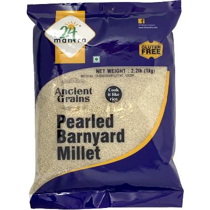 24 Mantra Organic Pearled Barnyard Millet Millet 24 Mantra 1 KG (2.2 LB) 