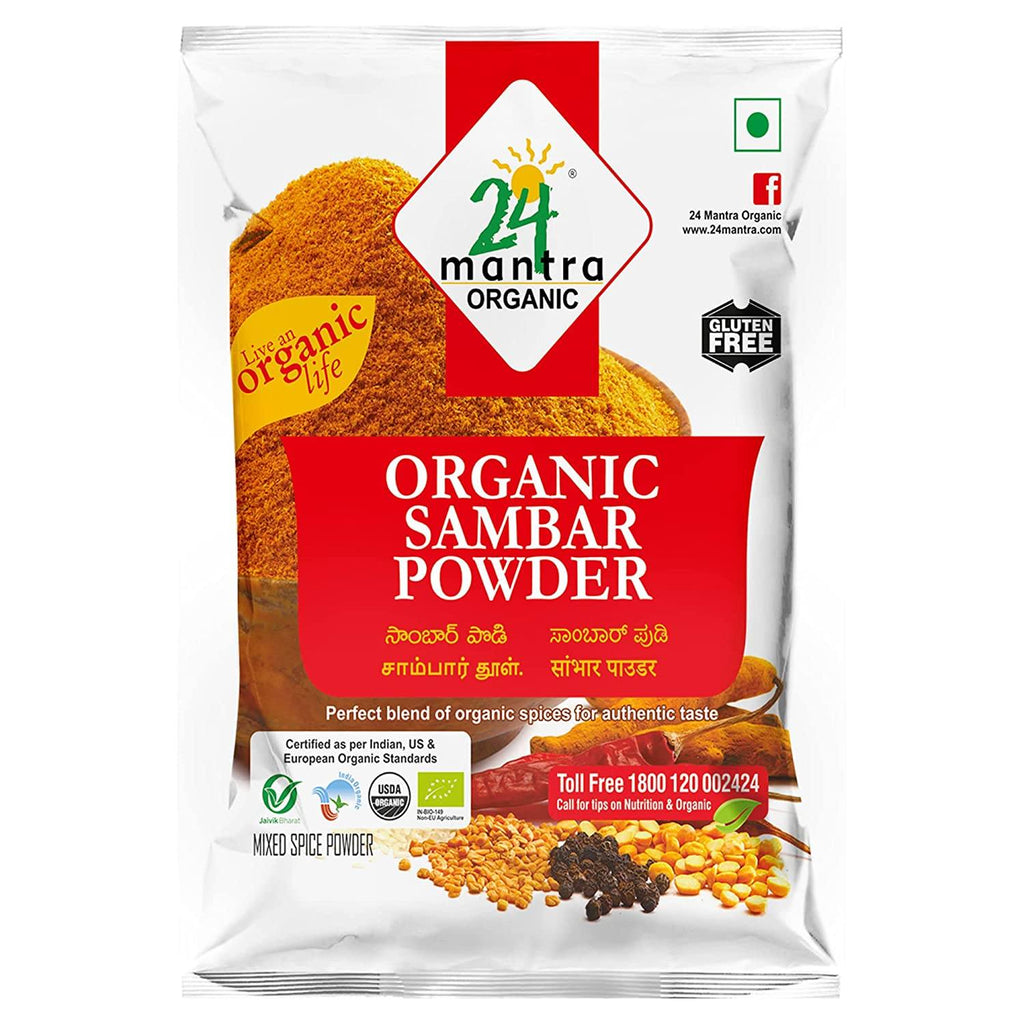 24 Mantra Organic Sambar Powder Spice 24 Mantra 3.5 Oz / 100 g 