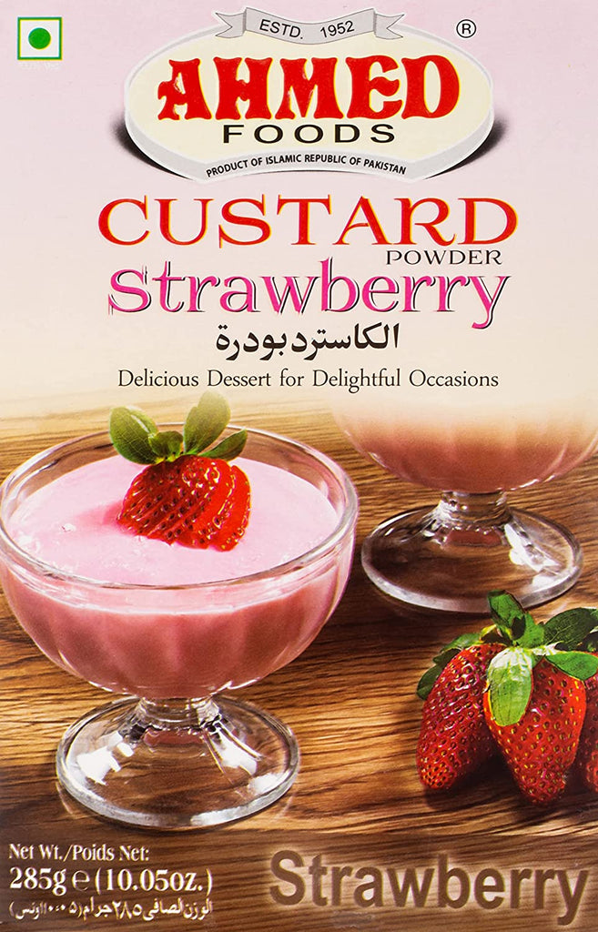 Ahmed Custard Powder - Strawberry Flavor Dessert Prayosha Spices 300 Grams 