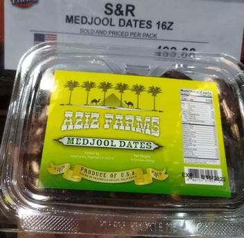 Aziz Farms Medjool Dates Snacks DAAKS 1 LB 