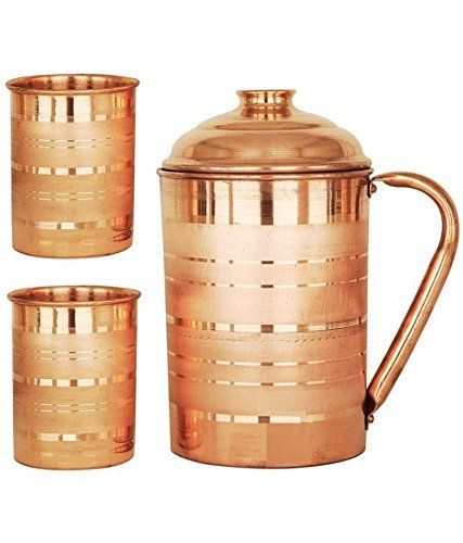Bronzerr CopperJUG with Two Copper Glass Cookware Sri Sairam Foods Copper 