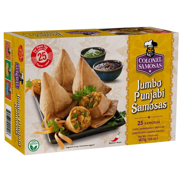Colonel 25 Jumbo Punjabi Vegetable Samosa Frozen Foods Gourmet Wala Jumbo Size 25 Pieces 