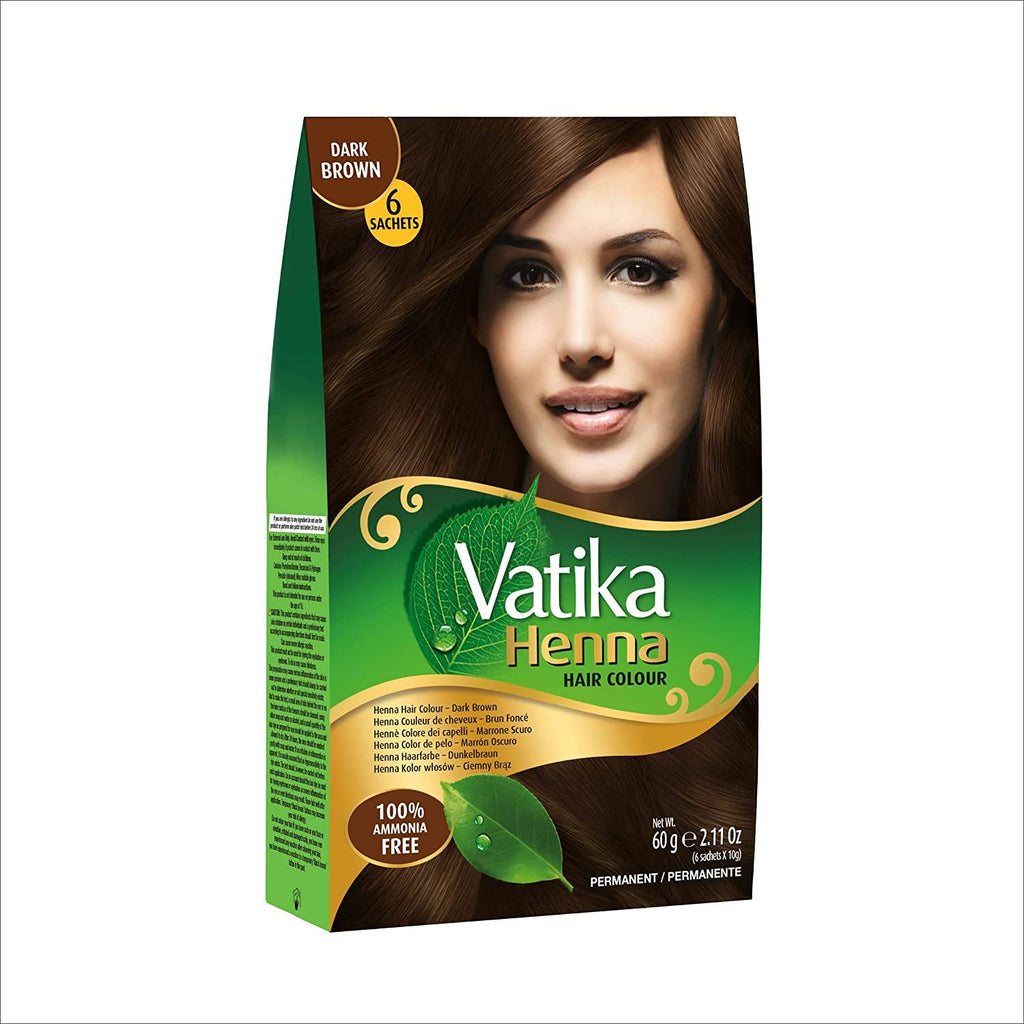 Dabur Vatika Henna Hair Color (Dark Brown) beauty Malabar 60 Grams 