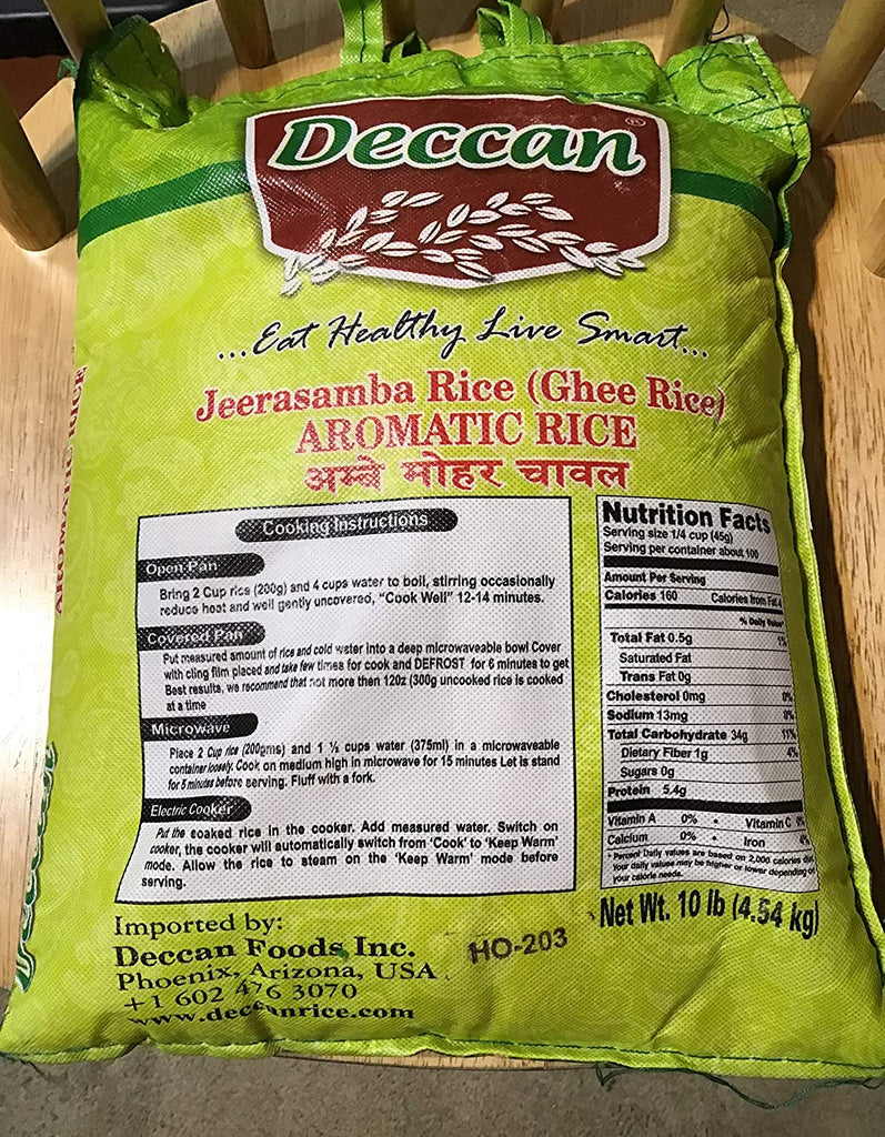 Deccan Jeera Samba Rice Rice Malabar 10 LB 