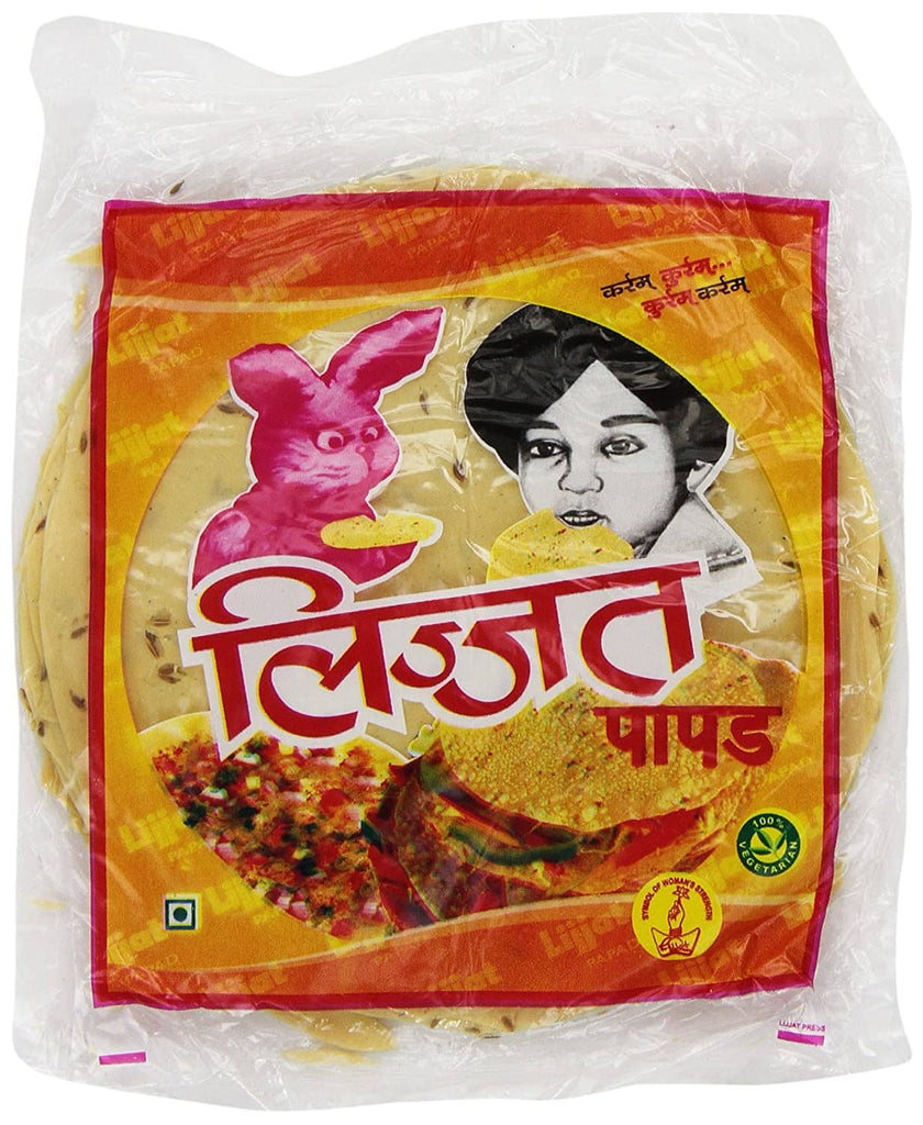 Lijjat Papad, Cumin (Jeera) Snacks Prayosha Spices 200 Grams / 7 Oz 