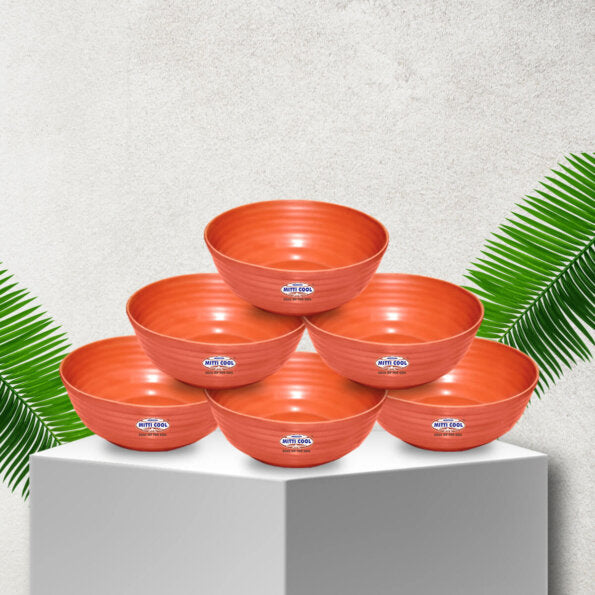 Mitti Cool Clay Pots Cookware Prayosha Spices Linear Bowl Set 6 Pieces 150 ml 