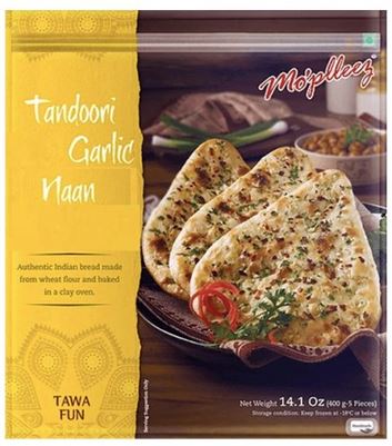 Mopleez Tandoori Garlic Naan Value Pack Frozen Foods Malabar 14.1 Oz 15 Ct 