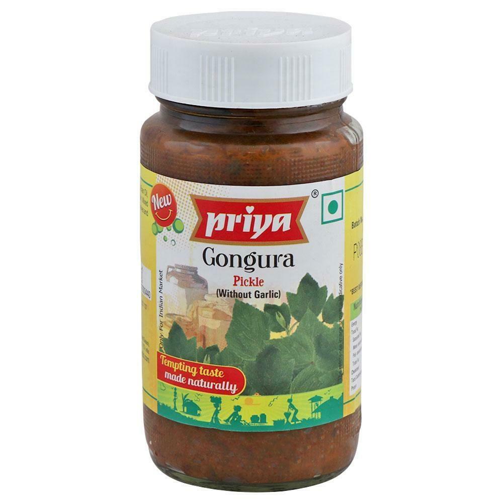 Priya Gongura Pickle (Without Garlic) Pickle Sri Sairam Foods 300 Grams 