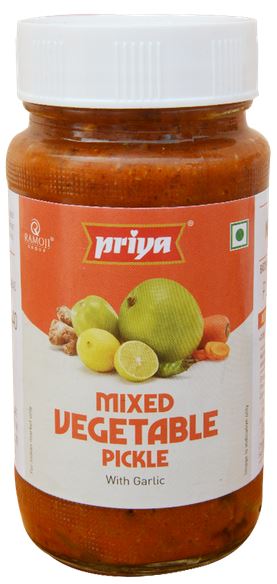 Priya Mixed Vegetable Pickle (With Garlic) Pickle Sri Sairam Foods 300 Grams 