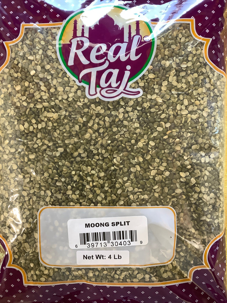 Real Taj Split Lentil (Split Moong Beans with Skin) Lentil Prayosha Spices 4 LBS 
