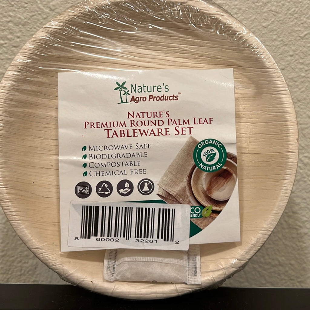 Round Plates (Areca Palm Leaf) Areca NaturesAgroProducts 6 Inches 25 Pack Eco Friendly Biodegradable