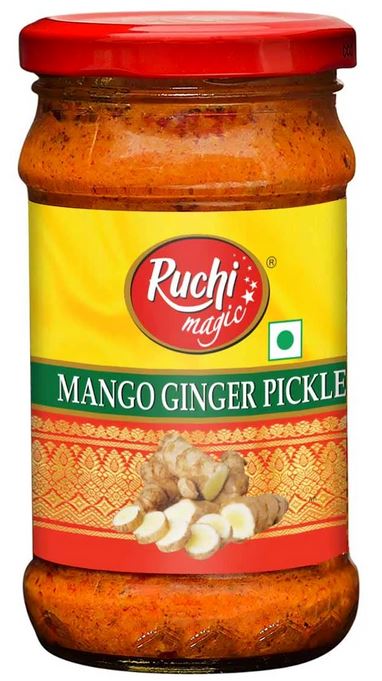 Ruchi Magic Mango ginger Pickle Pickle Sri Sairam Foods 300 Grams (10.6 Oz) 