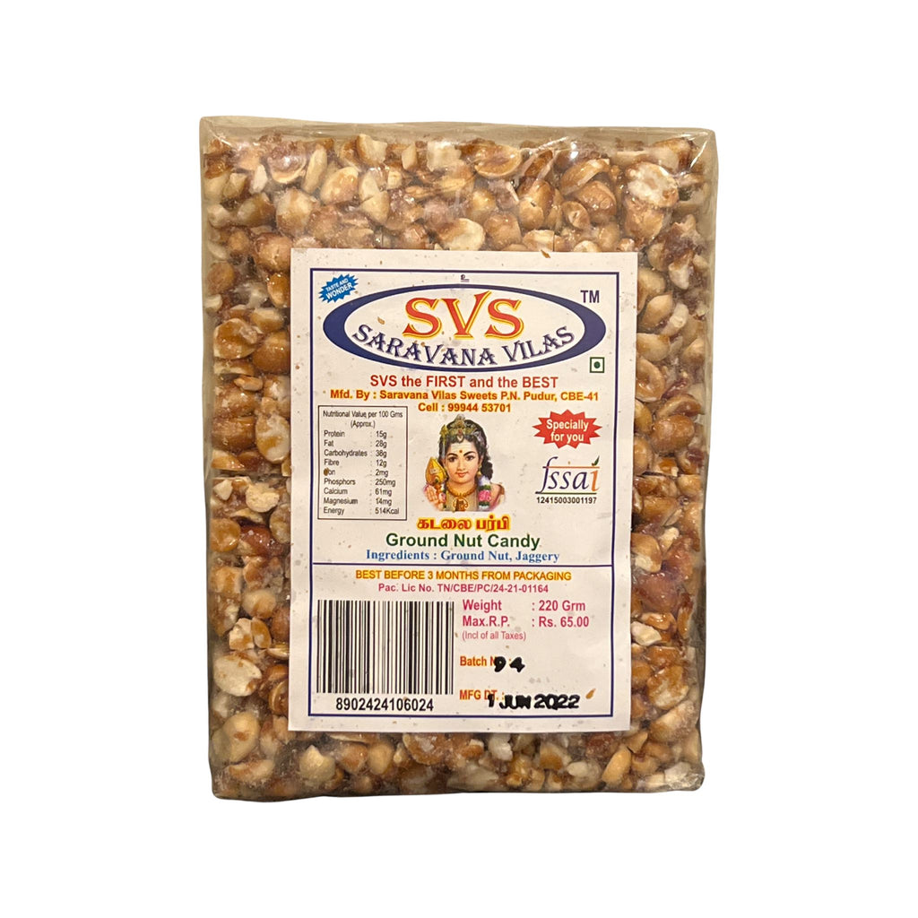SVS saravana vilas - Groundnut Candy/chikki/burfi Snacks Sri Sairam Foods 220 g / 7.7 Oz Air Shipped 