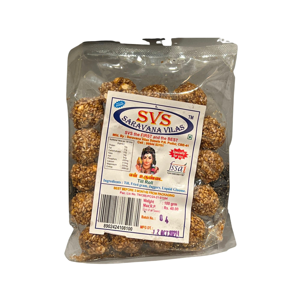 SVS White Sesame Seeds (Ellu Urundai) Jaggery Balls Snacks Sri Sairam Foods 50 g 
